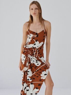 Monse Floral Print Draped Slip Dress (Size 4)